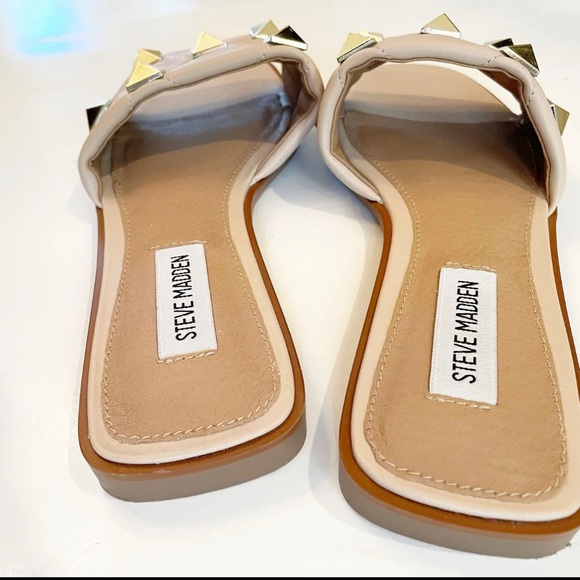 Steve Madden Huro Slides Sandals Gold Studs Slip - Picture 2 of 5